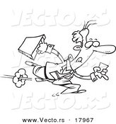 Vector of a Cartoon Businessman Running After a Lead - Outlined Coloring Page by Toonaday