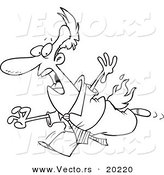 Vector of a Cartoon Businessman Running with His Pants on Fire - Outlined Coloring Page by Toonaday
