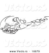 Vector of a Cartoon Businessman Swimming After a Bonus Bait - Outlined Coloring Page Drawing by Toonaday