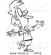 Vector of a Cartoon Businesswoman Doing Calisthenics - Coloring Page Outline by Toonaday