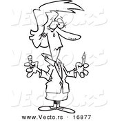 Vector of a Cartoon Businesswoman Holding a Broken Pencil - Coloring Page Outline by Toonaday
