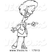 Vector of a Cartoon Businesswoman Laughing and Pointing - Outlined Coloring Page by Toonaday