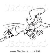 Vector of a Cartoon Businesswoman Leaping for an Opportunity - Coloring Page Outline by Toonaday