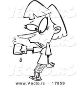 Vector of a Cartoon Businesswoman Pouring the Last Drop of Coffee - Outlined Coloring Page by Toonaday