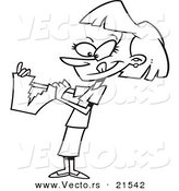 Vector of a Cartoon Businesswoman Tearing up Paperwork - Outlined Coloring Page by Toonaday