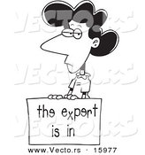 Vector of a Cartoon Businesswoman with a Dyslexic Expert Sign - Outlined Coloring Page Drawing by Toonaday