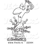Vector of a Cartoon Caesar Stabbed with Swords - Coloring Page Outline by Toonaday