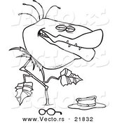Vector of a Cartoon Carnivorous Plant - Outlined Coloring Page by Toonaday