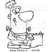 Vector of a Cartoon Cartoon Black and White Outline Design of Frankenstein Holding a Treat Bag - Coloring Page Outline by Toonaday