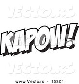 Vector of a Cartoon Cartoon Black and White Outline Design of Kapow - Coloring Page Outline by Toonaday