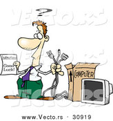 Vector of a Cartoon Cartoon Caucasian Business Man Trying to Assemble a Computer by Toonaday