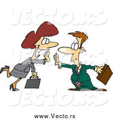 Vector of a Cartoon Caucasian Businessman and Woman Giving High Fives by Toonaday