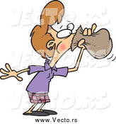 Vector of a Cartoon Caucasian Businesswoman Hyperventilating into a Bag by Toonaday