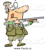 Vector of a Cartoon Caucasian Man Shooting Clay Pigeons by Toonaday