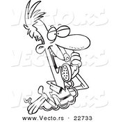 Vector of a Cartoon Chatty Man on the Phone - Coloring Page Outline by Toonaday