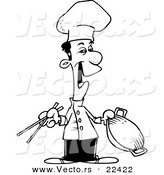 Vector of a Cartoon Chinese Chef - Coloring Page Outline by Toonaday