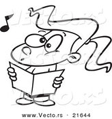 Vector of a Cartoon Choir Girl Singing - Outlined Coloring Page by Toonaday
