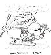 Vector of a Cartoon Chubby Chef - Coloring Page Outline by Toonaday