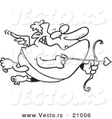 Vector of a Cartoon Chubby Cupid - Coloring Page Outline by Toonaday