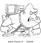 Vector of a Cartoon Computer Security Gorilla - Outlined Coloring Page by Toonaday