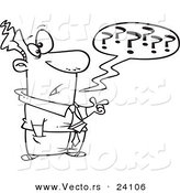 Vector of a Cartoon Confused Businessman Questioning - Coloring Page Outline by Toonaday