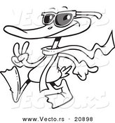 Vector of a Cartoon Cool Duck - Coloring Page Outline by Toonaday