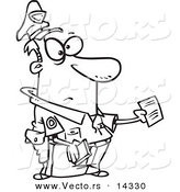 Vector of a Cartoon Cop Issuing a Ticket - Coloring Page Outline by Toonaday