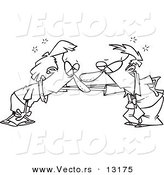 Vector of a Cartoon Couple Catching Their Breath After a Fight - Coloring Page Outline by Toonaday
