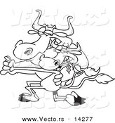 Vector of a Cartoon Cow Couple Dancing the Tango - Coloring Page Outline by Toonaday