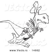 Vector of a Cartoon Cowboy Tyrannosaurus Rex - Coloring Page Outline by Toonaday