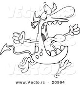 Vector of a Cartoon Crazy Monster - Coloring Page Outline by Toonaday