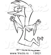 Vector of a Cartoon Creepy Vampiress - Coloring Page Outline by Toonaday