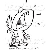 Vector of a Cartoon Crying Boy Throwing a Temper Tantrum - Coloring Page Outline by Toonaday