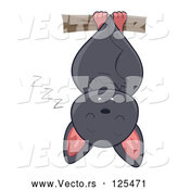 Vector of a Cartoon Cute Gray Bat Sleeping Upside down by BNP Design Studio