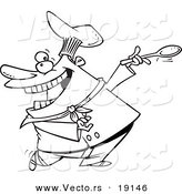 Vector of a Cartoon Dancing Chef - Outlined Coloring Page by Toonaday