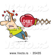 Vector of a Cartoon Debt Boxing Glove Punching a Man in the Face by Toonaday