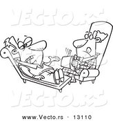 Vector of a Cartoon Depressed Man Talking to His Therapist in a Counseling Session - Outlined Coloring Page by Toonaday