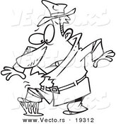 Vector of a Cartoon Detective Stepping in Gum - Outlined Coloring Page by Toonaday