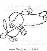 Vector of a Cartoon Determined Dog Stomping - Outlined Coloring Page by Toonaday