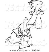 Vector of a Cartoon Determined Man Rolling up His Sleeves - Outlined Coloring Page by Toonaday