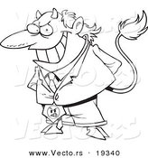 Vector of a Cartoon Director Devil - Outlined Coloring Page by Toonaday