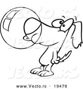Vector of a Cartoon Dog Blowing Bubble Gum - Outlined Coloring Page by Toonaday