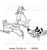 Vector of a Cartoon Dog Chasing the Meter Man - Outlined Coloring Page by Toonaday