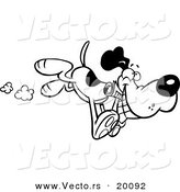 Vector of a Cartoon Dog Fetching a Newspaper - Outlined Coloring Page by Toonaday