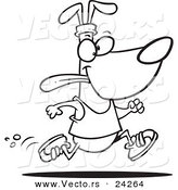 Vector of a Cartoon Dog Jogging - Outlined Coloring Page by Toonaday