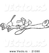 Vector of a Cartoon Dog Playing Dead - Coloring Page Outline by Toonaday