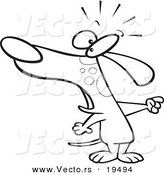Vector of a Cartoon Dog Pointing - Outlined Coloring Page by Toonaday