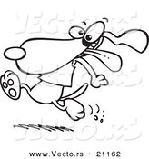 Vector of a Cartoon Dog Running with His Tongue Hanging out - Coloring Page Outline by Toonaday