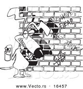 Vector of a Cartoon Dog Spray Painting Graffiti - Outlined Coloring Page Drawing by Toonaday