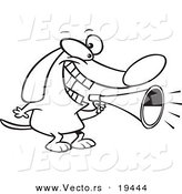 Vector of a Cartoon Dog Using a Megaphone - Outlined Coloring Page by Toonaday
